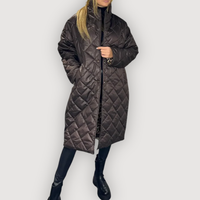 IVARA – QUILTED LONG COAT - Brown