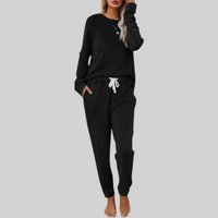 Jocelyn™| Casual Long Sleeve and Sweatpants Set - Black