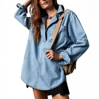NALINAE™ – Chic V-Neck  Denim Tunic Top - Blue