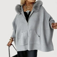 JENNA – HOODED CAPE COAT - Grey