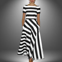 Diane™ | Effortless Modern Women Stripe Dress - Black
