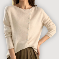 ESME – BUTTON KNIT CARDIGAN - Beige