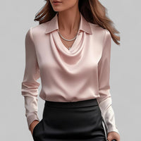 Patricia | Draped Neck Blouse - Pink