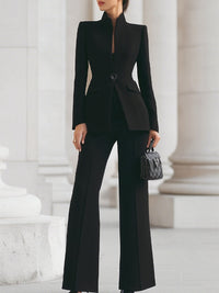 Flora™ Two-Piece Set | Tailored Blazer and Wide-Leg Trousers - Black