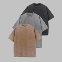 AFINA™ | Women Casual Oversized Wash Crew Neck Unisex Shirt - Black-Grey-Khaki