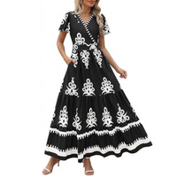 Hellenore™| Women Casual Chic Floral Maxi Dress - Black