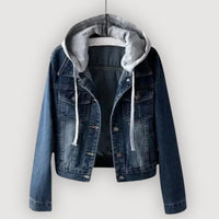 CARA – DENIM HOODED JACKET - Dark Blue