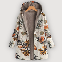 ALYSSA – COSY FLORAL COAT - Beige Orange