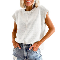 MAISIE™ | Casual Minimalist Crewneck Sleeveless Top - White