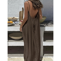 Afila™| Casual Backless Cami Summer Dress - Brown