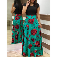 Evalise™ | Elegant Floral Bodycon Maxi Dress - Green & Black