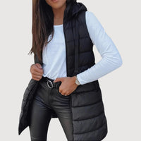 ARWENA – HOODED PUFFER VEST - Black