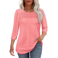 TESSARA™ – Casual Pleated Front Spring Top - Pink