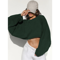 SKYE™ | Women Casual Cropped Pullover Sweatshirt - Dark Green