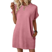 EVASHA™ – Casual Minimalist Round Neck Summer Dress - Light Pink