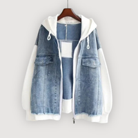 CELYN – CASUAL DENIM HOODIE - White