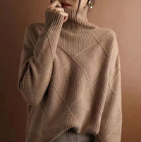 Eleanor™ | Textured Turtleneck Knit Sweater - Brown