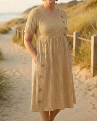 Brienne | Striped Midi Dress  Effortless Comfort, Everyday Confidence - Beige