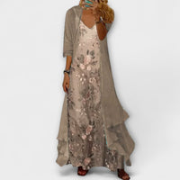Bryleigh | Elegant Women Maxi Dress Two-Piece Set - Beige