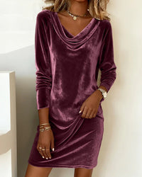 Frosina - Loose Fitting Velvet Dress - Purple