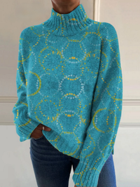 Dolores | Bright circular art print turtleneck sweater - Multicolour