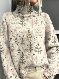 Edna | Christmas tree print turtleneck sweater - Multicolour