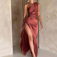 Labesa™|Elegant One Shoulder High Split Formal Maxi Dress - Rust Red