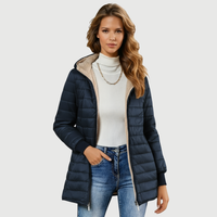 Caro | Sherpa-Lined Winter Coat - Navy Blue