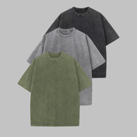 AFINA™ | Women Casual Oversized Wash Crew Neck Unisex Shirt - Black-Grey-Army Green