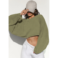 SKYE™ | Women Casual Cropped Pullover Sweatshirt - Green