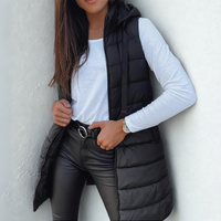 RAIN™ - Casual Sleeveless Hood Long Puffer Vest - Black