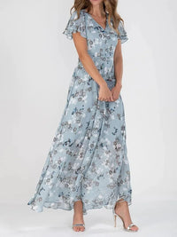 Brenda™ | Flowing Women Floral Maxi Dress - Blue