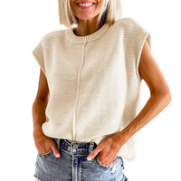 MAISIE™ | Casual Minimalist Crewneck Sleeveless Top - Apricot