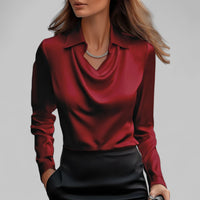 Patricia | Draped Neck Blouse - Red