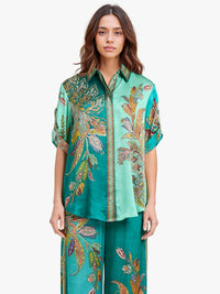 Eliza™ Elegant Two-Piece Set | Paisley-Print Shirt and Wide-Leg Pants - S