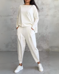 Jackquelin™ Elegant Lounge Set | Matching Chic Top and Trousers - White