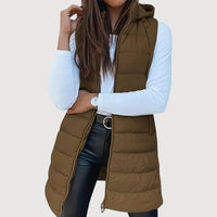 ARWENA – HOODED PUFFER VEST - Khaki