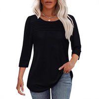 TESSARA™ – Casual Pleated Front Spring Top - Black