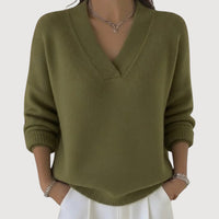 MERLIE – RELAXED V-NECK - Green