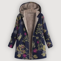 ALYSSA – COSY FLORAL COAT - Deep Blue