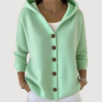 SOPHIA – CUTE HOODED CARDIGAN - Green