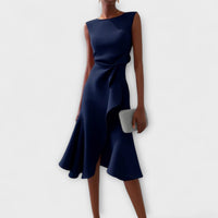 Darlene | Sophisticated Midi Dress - Navy Blue