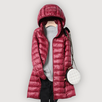 CALLISTA – LIGHTWEIGHT PUFFER COAT - Burgundy