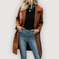 RAELYN – CHIC LONG COAT - Brown