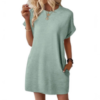 EVASHA™ – Casual Minimalist Round Neck Summer Dress - Light Green