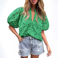 MAYUMI™ – Elegant Chic Puff Sleeve Long Sleeve Top - Green