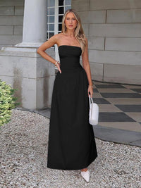 Inah™| Effortless Sleeveless Tube Dress for Casual Party Wear - Black
