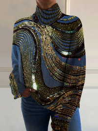 Dianne | Luxury beaded knit turtleneck sweater - Multicolour