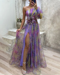 Cecelia | Elegant Women Split Dress - Purple