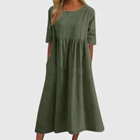 Haisley™ | Elegant Short-Sleeved Dress - Army Green